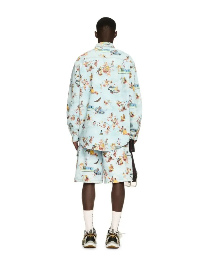 Hellblaue Multifarbene Fresko Cargo Shorts - 1