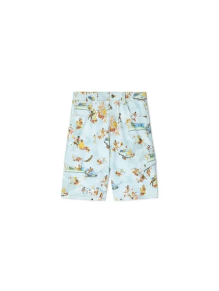 Hellblaue Multifarbene Fresko Cargo Shorts